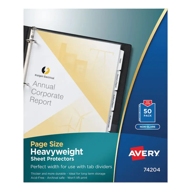 Avery Top-Load Poly Three-Hole Sheet Protectors, Non-Glare, Letter, 50/Box (AVE74204) 1 Case of 50