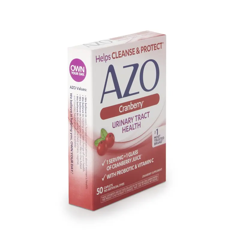 AZO Urinary Pain Relief 60 mg - 110 mg - 500 mg - 30 mg Strength Vitamin C / Calcium / Cranberry / Bacillus Coagulans Tablet 50 per Box (884458_BX) 1/BX