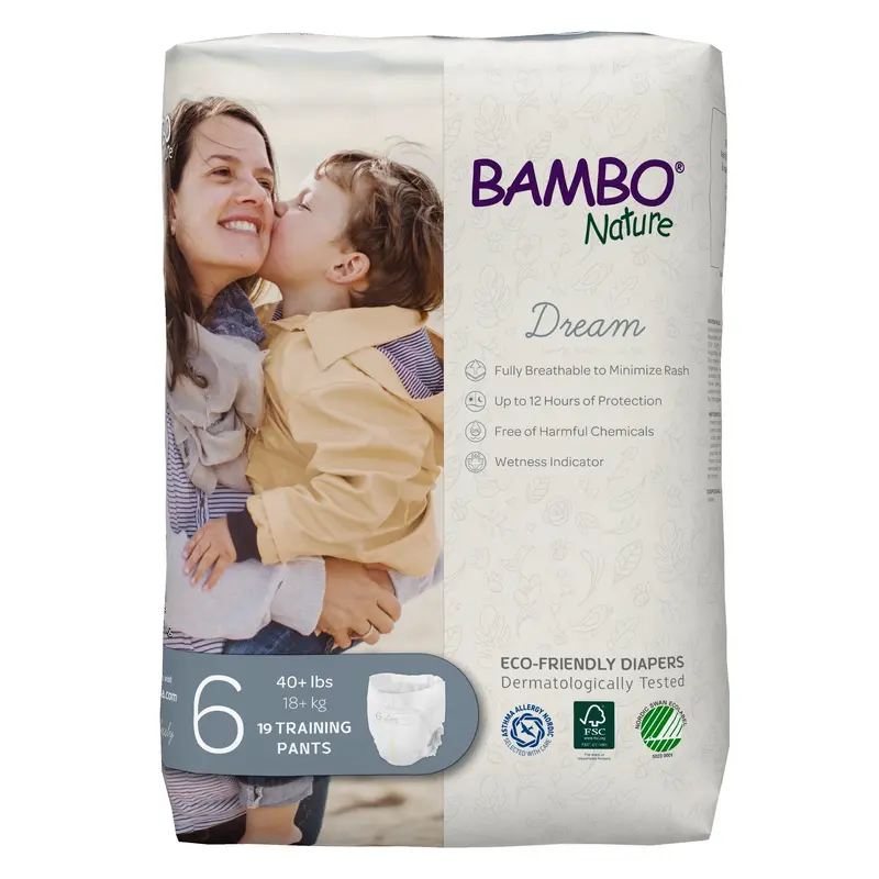 Bambo Nature Dream Unisex Toddler Training Pants Pull On with Tear Away Seams Size 6 Disposable Heavy Absorbency (1191026_CS) 95/CS
