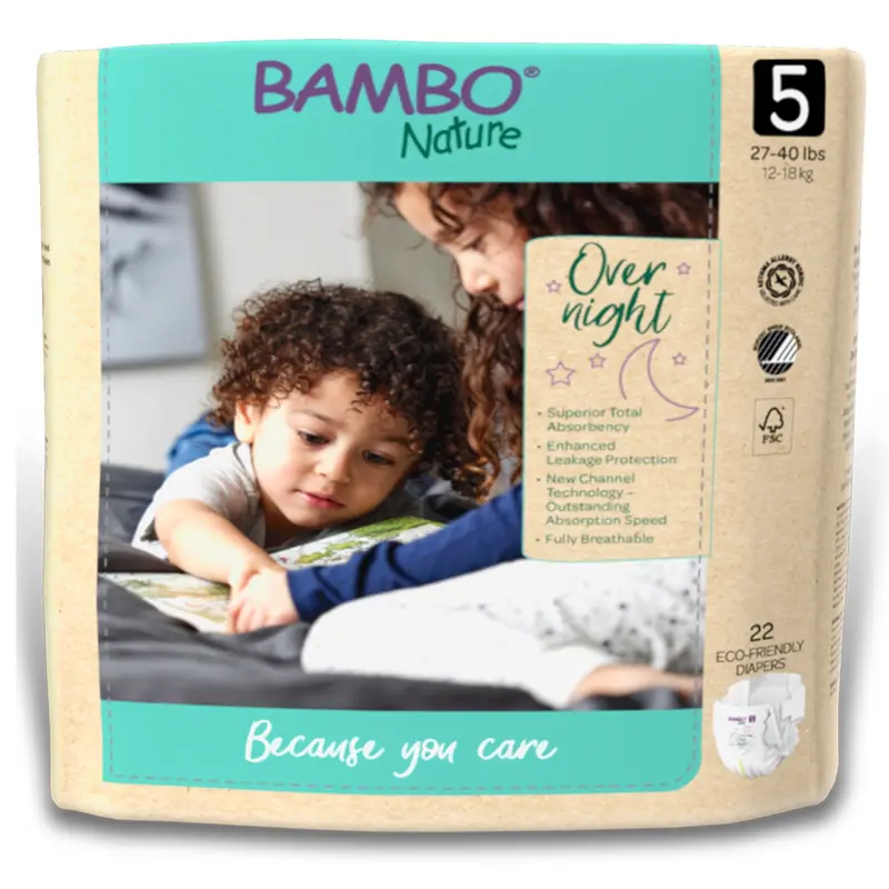 Bambo Nature Unisex Baby Diaper Size 5 Disposable Heavy Absorbency (1199193_PK) 22/PK