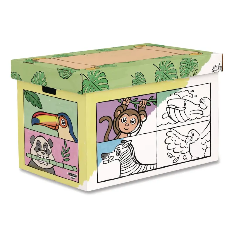 Bankers Box At Play Color in Toy Box, Animal Design, 1 Section, 5.25 Cu Ft, 28" x 18" x 18", White/Black (FEL1231701) Each