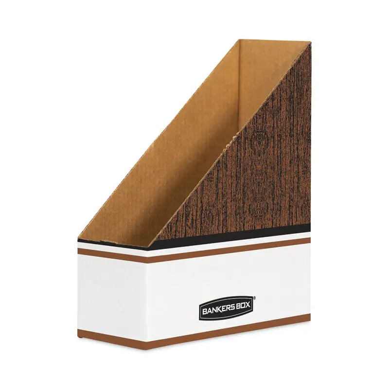 Bankers Box Corrugated Cardboard Magazine File, 4 x 9 x 11.5, Wood Grain, 12/Carton (FEL07223) Carton of 12