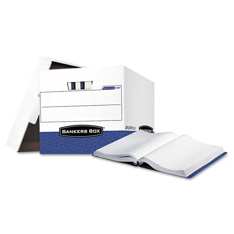 Bankers Box DATA-PAK Storage Boxes, Letter Files, 13.75" x 17.75" x 13", White/Blue, 12/Carton (FEL00648) Carton of 12