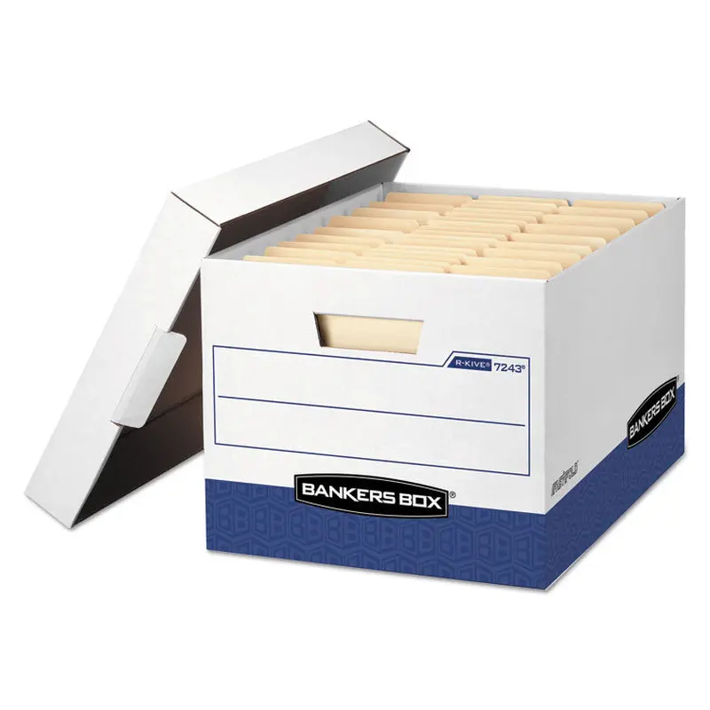Bankers Box R-KIVE Heavy-Duty Storage Boxes, Letter/Legal Files, 12" x 16.5" x 10.38", White, 20/Carton (FEL0724314) Case of 20