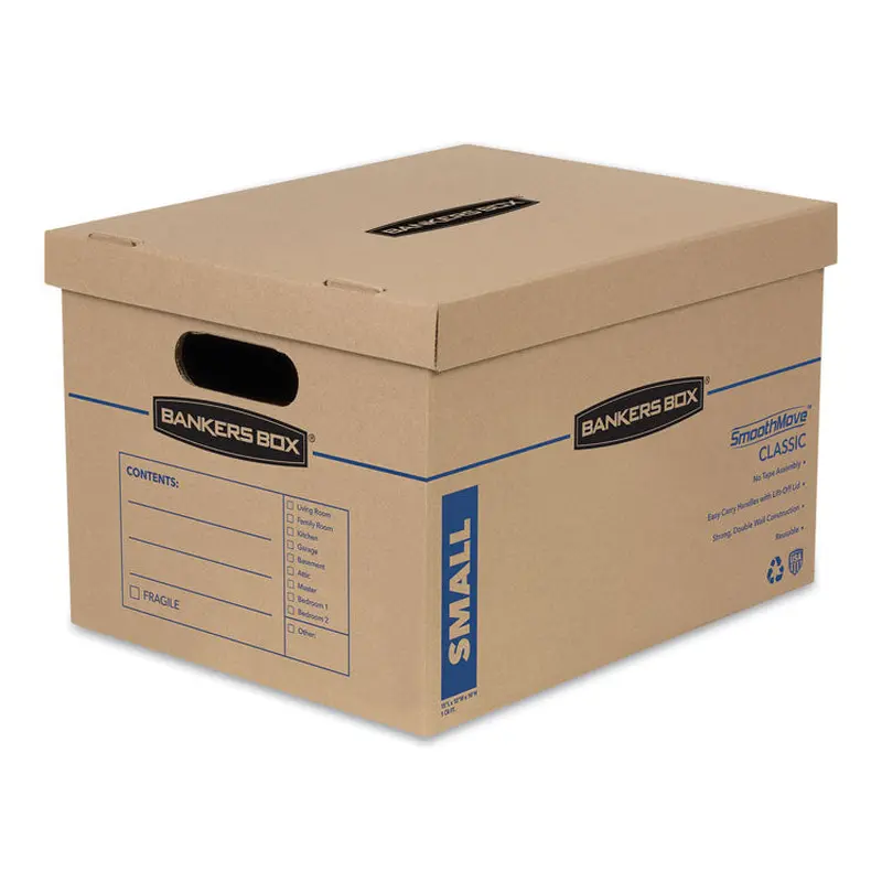 Bankers Box SmoothMove Classic Moving/Storage Boxes, Half Slotted Container (HSC), Small, 12" x 15" x 10", Brown/Blue, 15/Carton (FEL7714209) Case of 15