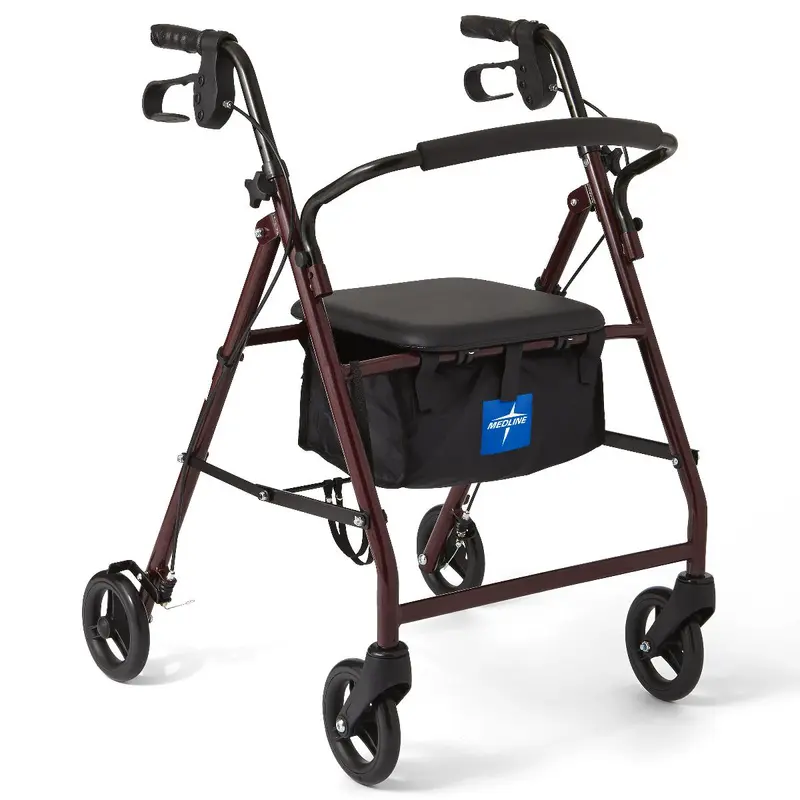 Basic Steel Rollator with 6" Wheels, Burgundy, 1 EA (MDS86850ES) Each