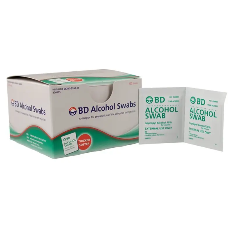 BD Alcohol Prep Pad 70% Strength Isopropyl Alcohol Individual Packet NonSterile (915121_BX) 100/BX