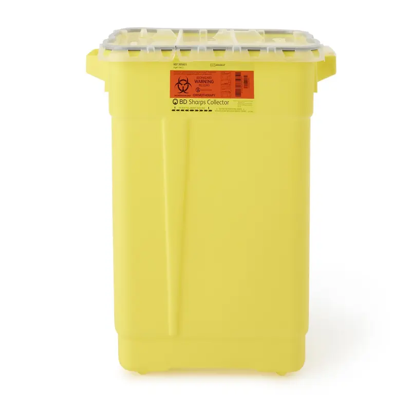 BD Chemotherapy Waste Container Yellow Base 18-1/2 X 17-3/4 X 11-3/4 Inch Vertical Entry 9 Gallon (444895_CS) 8/CS