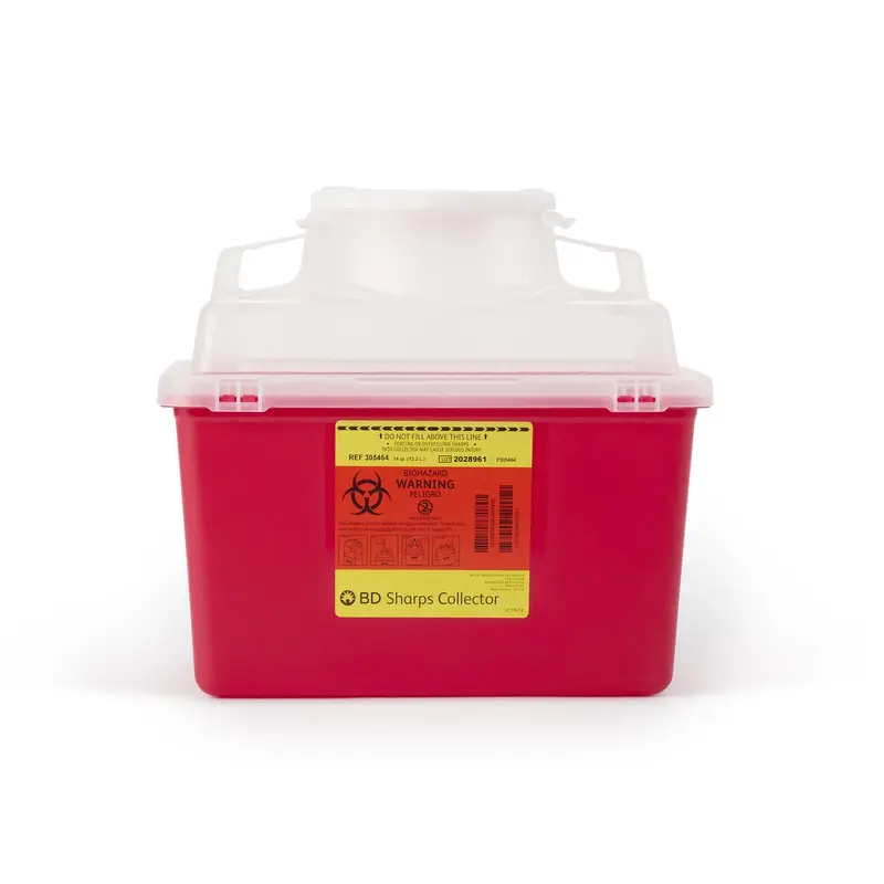BD Sharps Container Red Base 11-1/2 H X 12-4/5 W X 8-4/5 D Inch Vertical Entry 3.5 Gallon (188054_EA) 1/EA