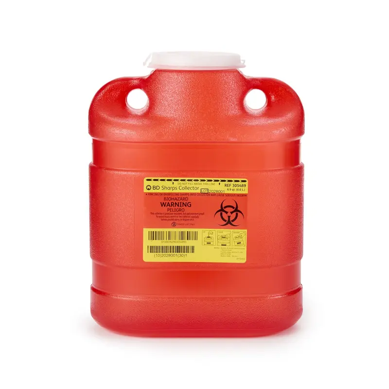 BD Sharps Container Red Base 11-1/2 H X 9-2/5 W X 5-3/10 D Inch Vertical Entry 1.725 Gallon (140599_EA) 1/EA