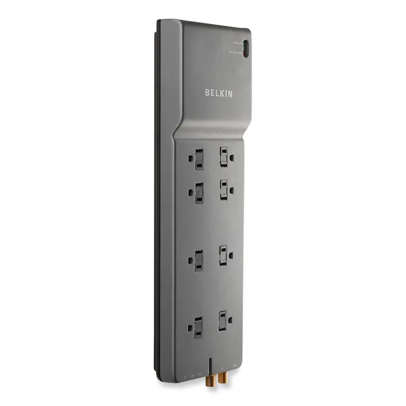 Belkin Home/Office Surge Protector, 8 AC Outlets, 12 ft Cord, 3,390 J, Dark Gray (BLKBE10823012) Each