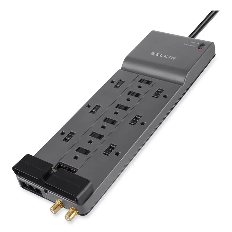 Belkin Professional Series SurgeMaster Surge Protector, 12 AC Outlets, 10 ft Cord, 3,996 J, Dark Gray (BLKBE11223410) Each