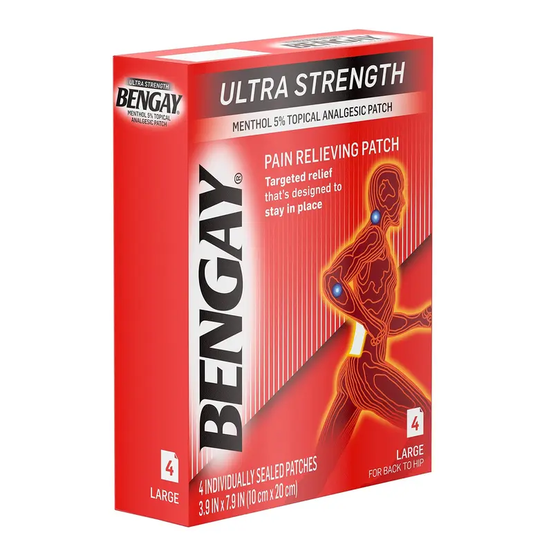 Bengay Ultra Strength Topical Pain Relief 5% Strength Menthol Patch 4 per Box (701520_BX) 1/BX
