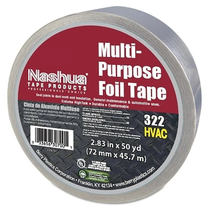 Berry 323 Multi-Purpose Plain Foil Tape, 72 mm x 46 m, 5 mil, Aluminum Silver (573-1087629) 1 Roll