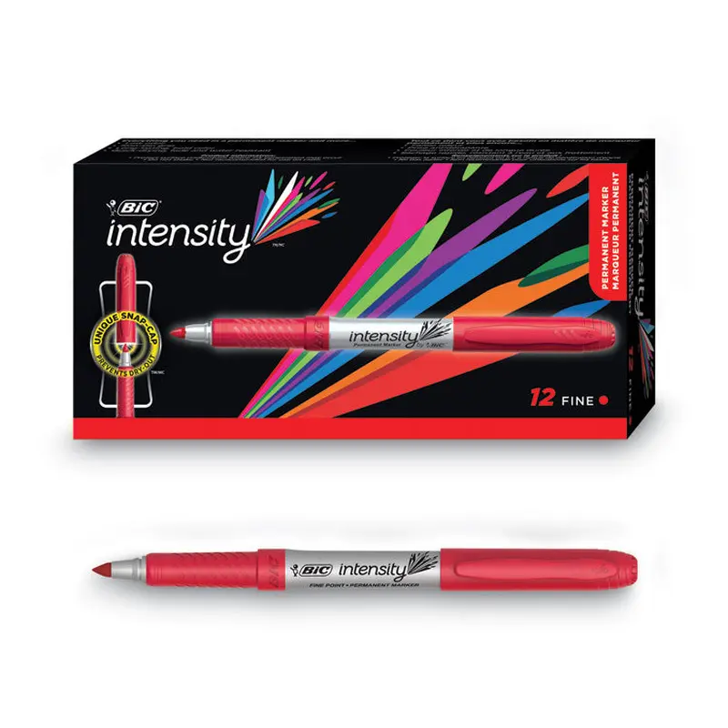 BIC Intensity Fine Tip Permanent Marker, Fine Bullet Tip, Rambunctious Red, Dozen (BICGPM11RD) 1 Dozen