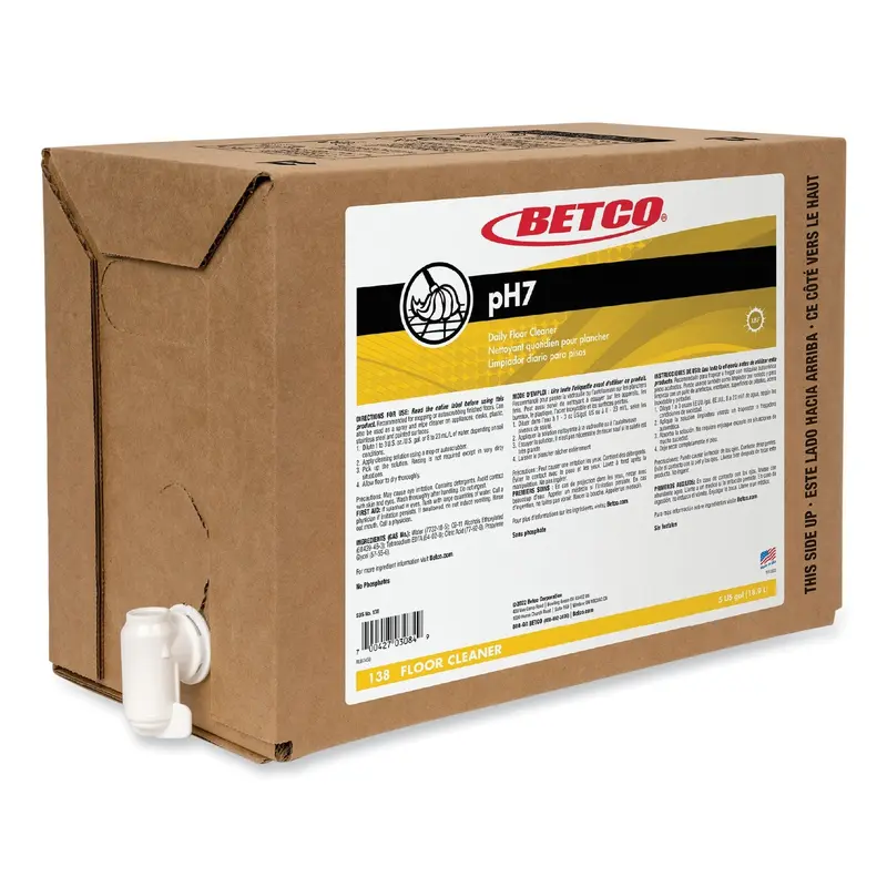 Betco pH7 Floor Cleaner, Lemon Scent, 5 gal Bag-in-Box, 4/Carton (BET138B500) Each