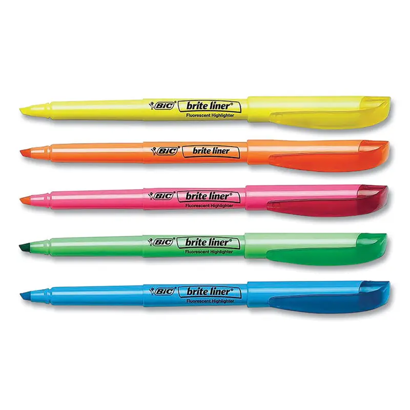 BIC Brite Liner Highlighter, Assorted Ink Colors, Chisel Tip, Assorted Barrel Colors, Dozen (BIC30221) Box of 12