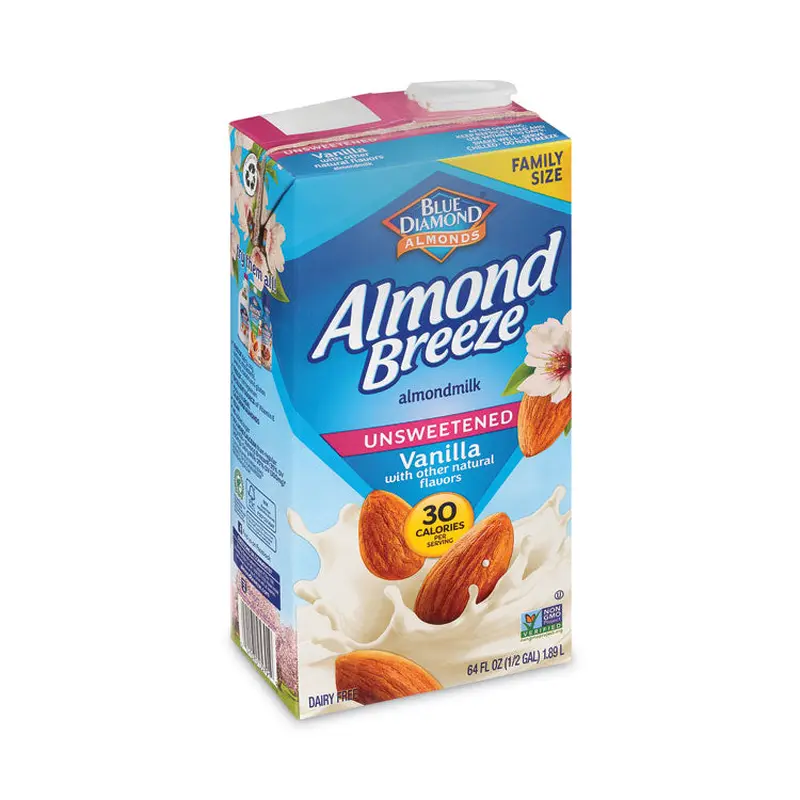 Blue Diamond Almond Breeze Almond Milk, Unsweetened Vanilla, 64 oz Carton, 2/Pack, Ships in 1-3 Business Days (GRR30700081) Each