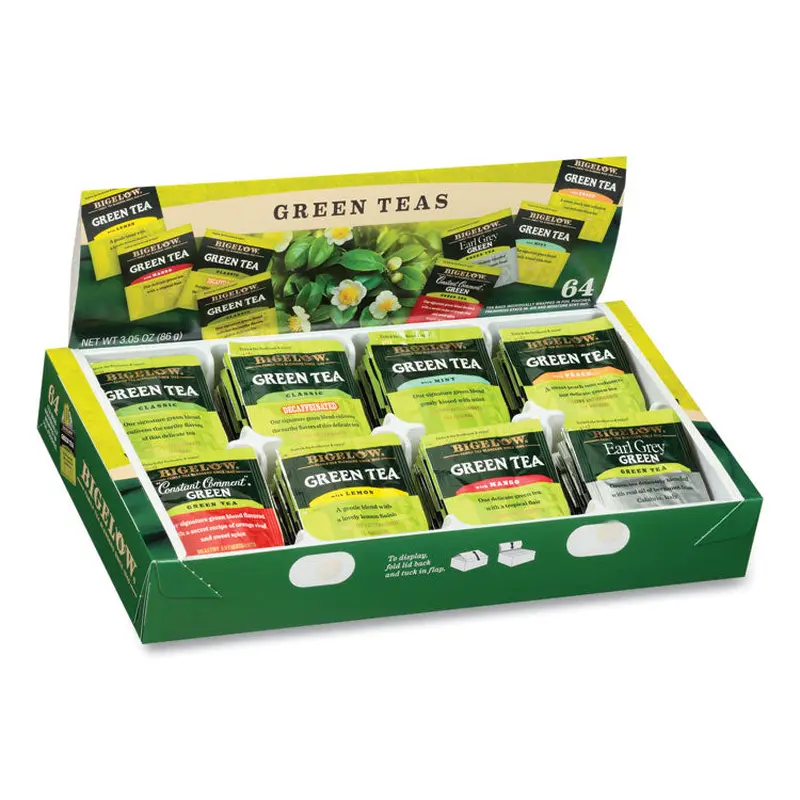 Bigelow Green Tea Assortment, Individually Wrapped, Eight Flavors, 64 Tea Bags/Box (BTC30568) Box of 64