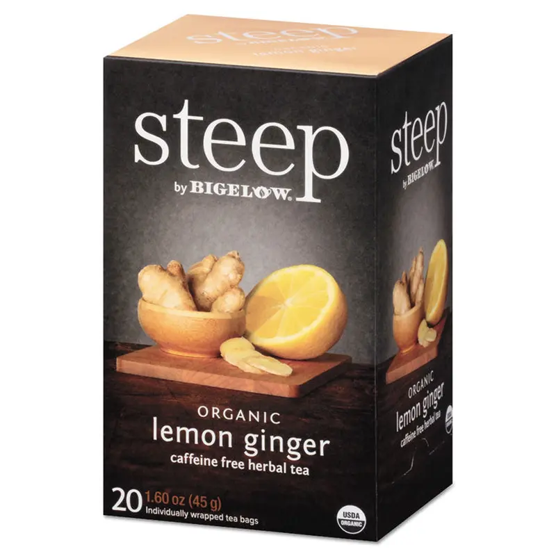 Bigelow steep Tea, Lemon Ginger, 1.6 oz Tea Bag, 20/Box (BTC17704) Box of 20