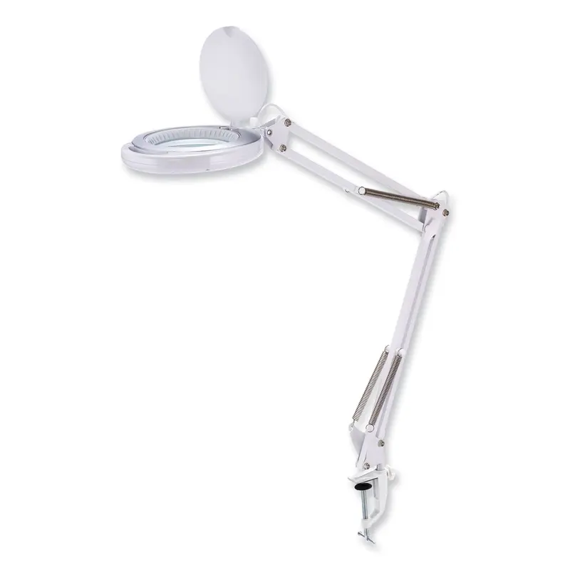 BLACK DECKER PureOptics LED Magnifying Dimmable Desk Lamp with Clamp Mount, 17" High, White (BOSVLED600) Each
