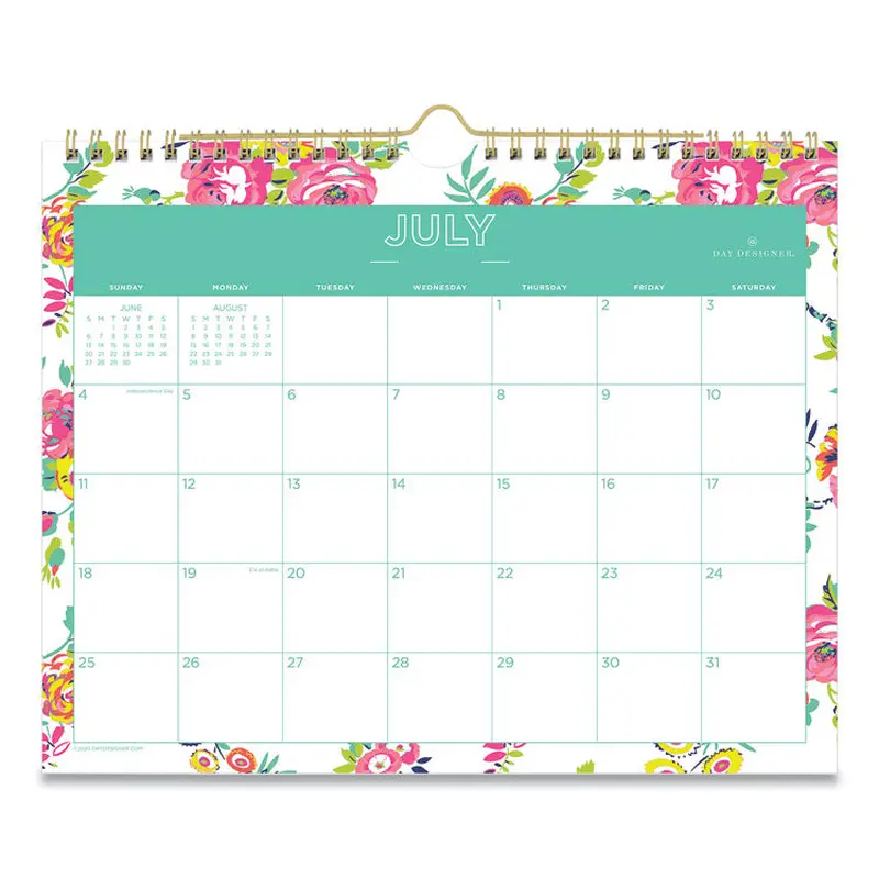 Blue Sky Day Designer Peyton Academic Wall Calendar, Floral Artwork, 11 x 8.75, White Sheets, 12-Month (July to June): 2025 to 2026 (BLS107936) Each