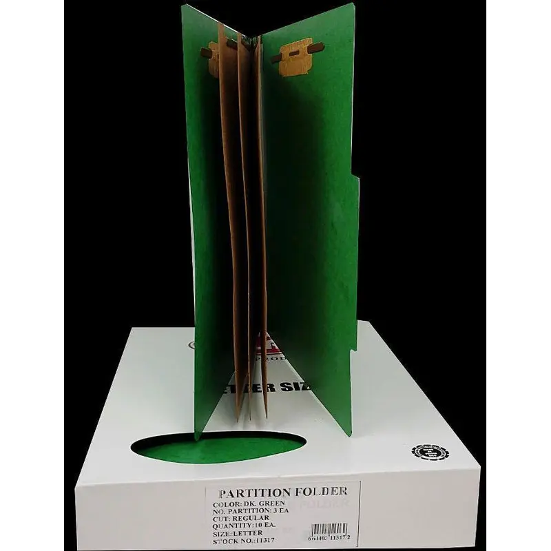 3 PARTITION FOLDER DK.GREEN LETTER BOX/10