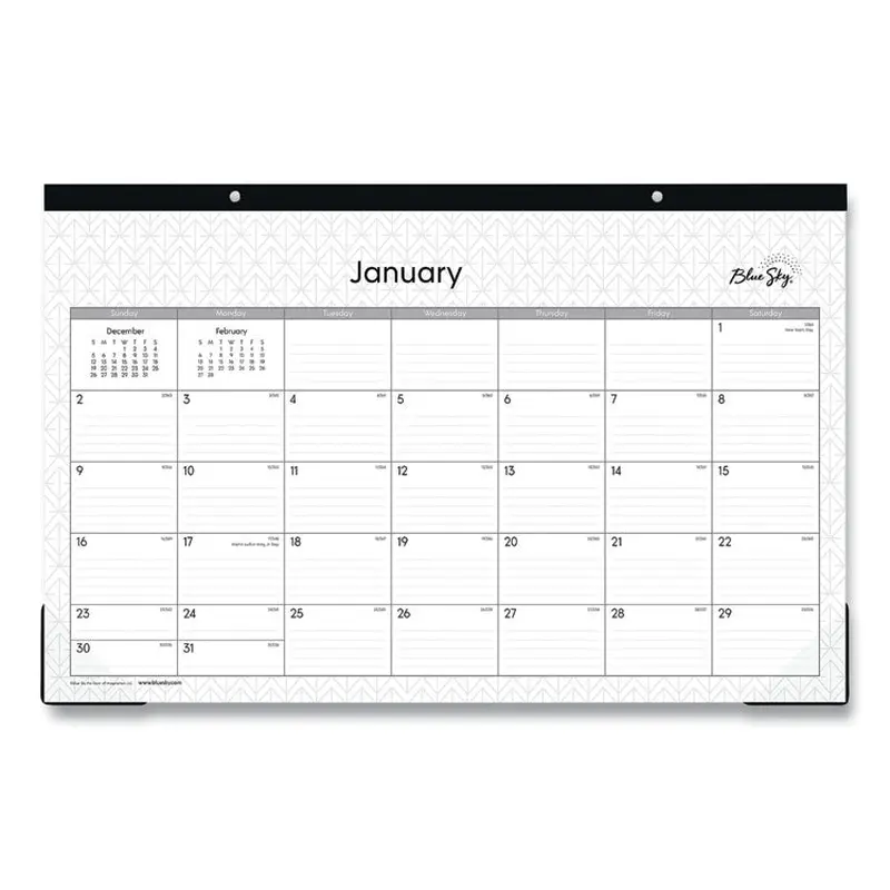 Blue Sky Enterprise Desk Pad, Geometric Artwork, 17 x 11, White/Gray Sheets, Black Binding, Clear Corners, 12-Month (Jan to Dec): 2026 (BLS111293) Each