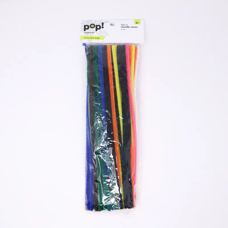 CHENILLE STEMS MULTI 6MM 100PC