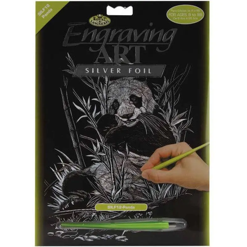 ENGRAVING ART SILVER FOIL TABBY CAT & KITTENS 3 PC