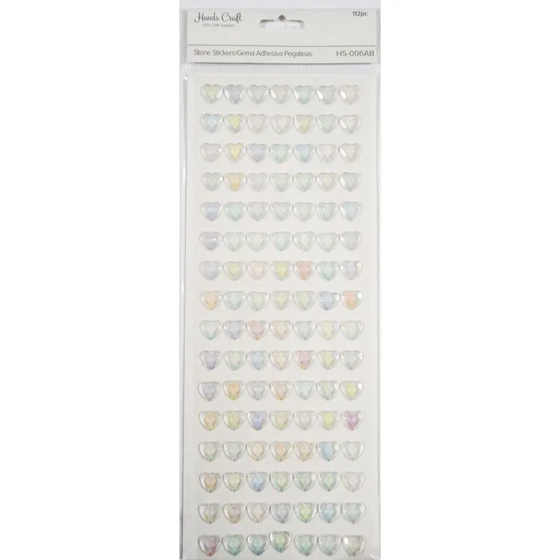 FACETED HEART STICKER CLEAR AB 112 PC