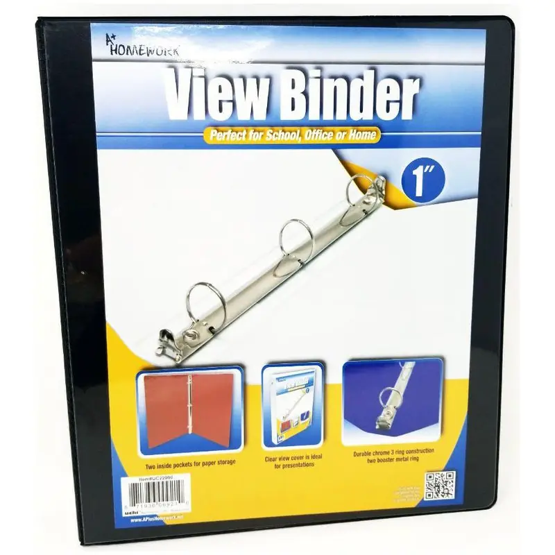 HARD VIEW BINDER 1" BLACK