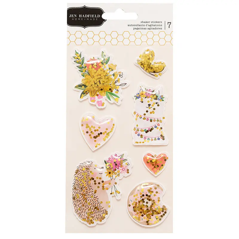 HEY HELLO SHAKER STICKERS GLITTER AND FOIL 7PCS