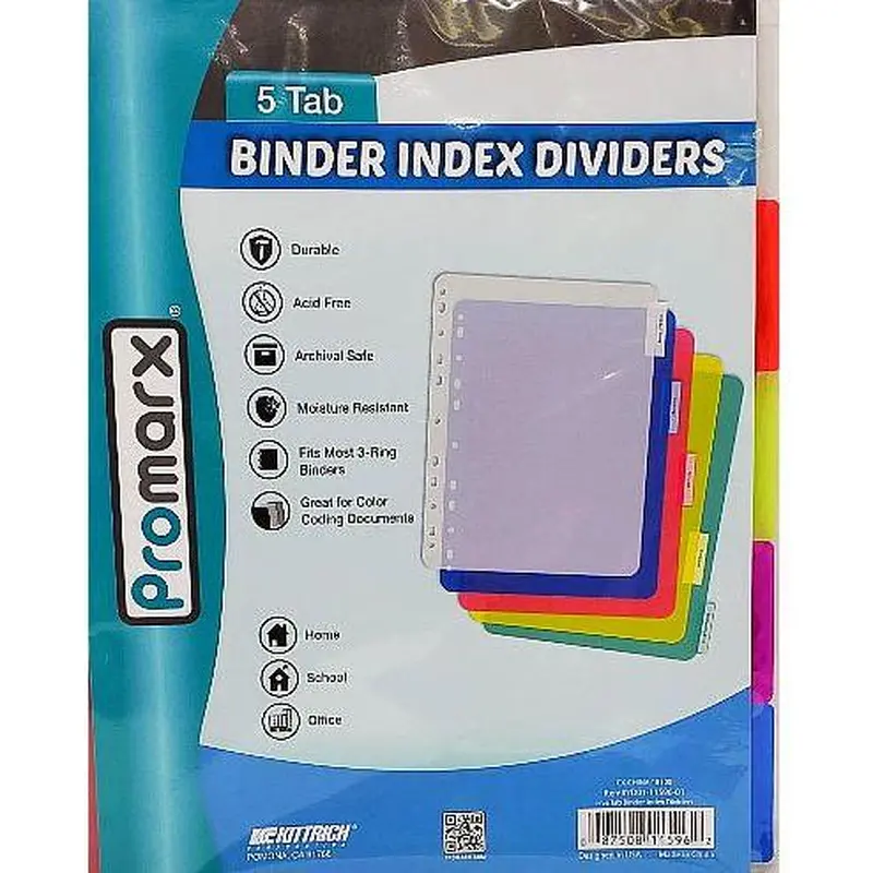 INDEX DIVIDERS PLASTIC PRESENTATION 5 TAB