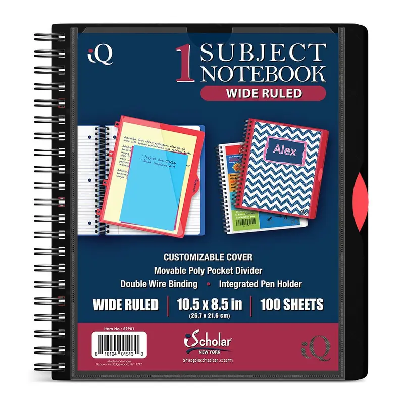 IQ 1 SUBJ WIRO POLY NOTEBOOK 100SH WR
