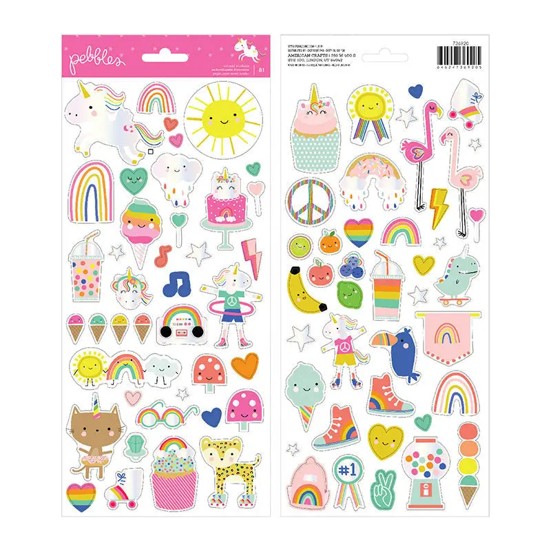 LIVE LIFE HAPPY STICKERS IRIDESCENT FOIL 81PCS