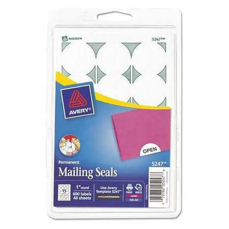 MAILING SEALS PERMANENT 1" PQ.600