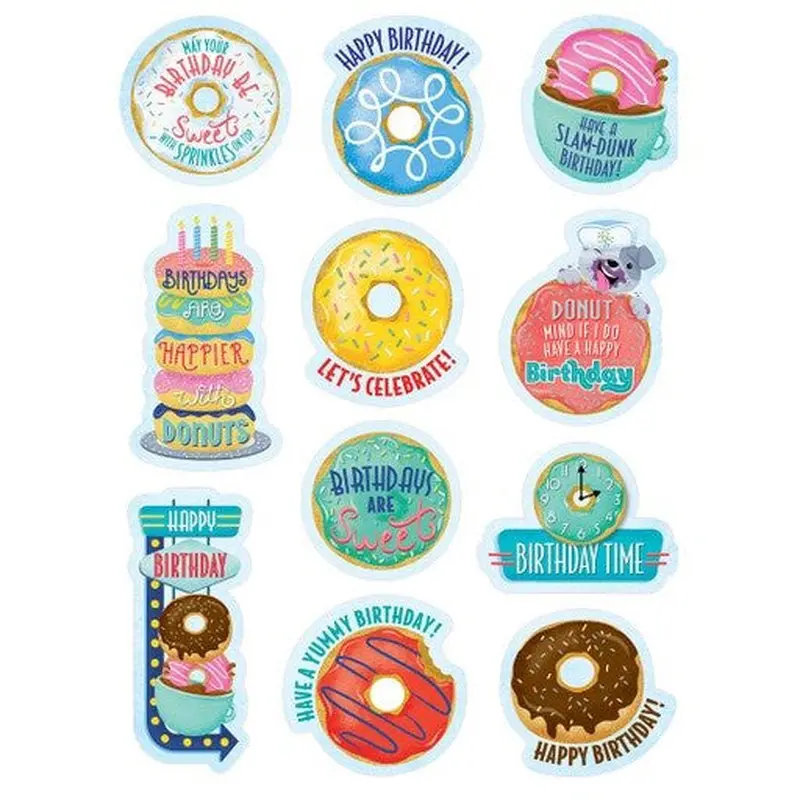 MID-CENTURY MOD BIRTHDAY STICKERS 55 PER PACK