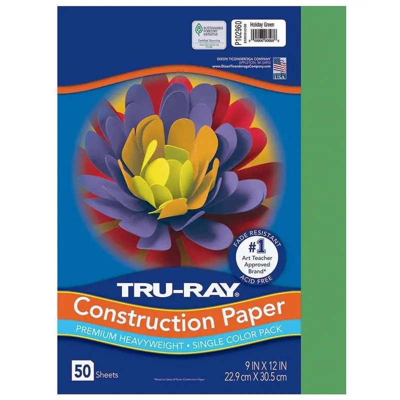 PAPEL CONSTRUCCION HOLIDAY GREEN PQ.50