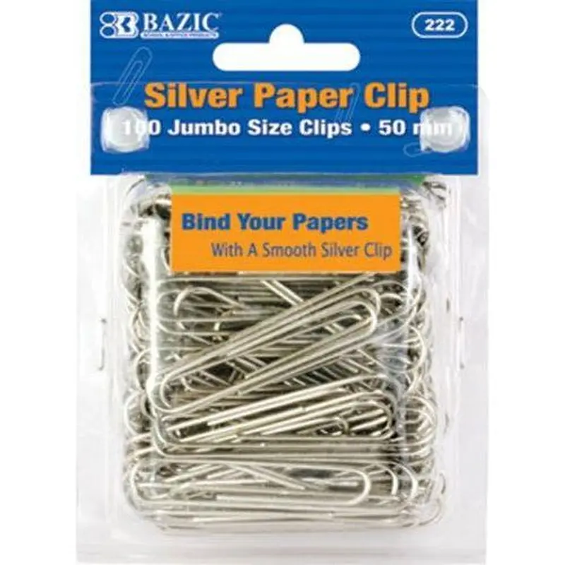 PAPER CLIPS JUMBO SILVER PQ.100