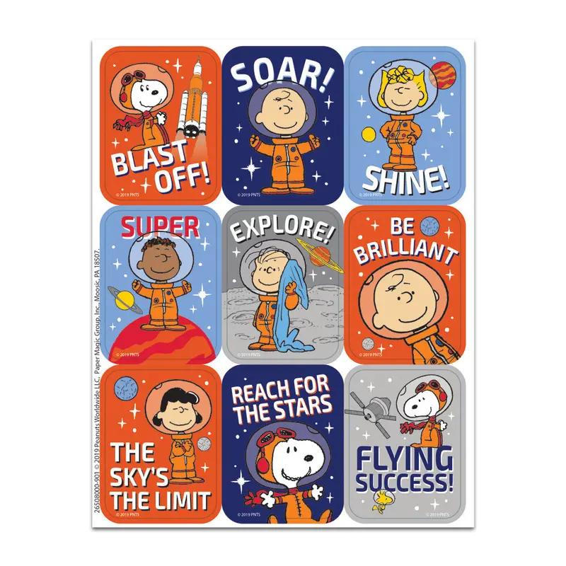 PEANUTS NASA GIANT STICKERS 36PK
