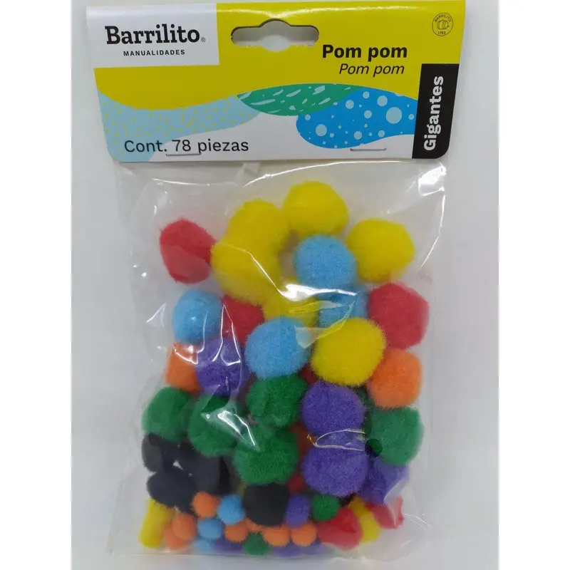 POM POM COLORES SURTIDOS MEDIANOS 78PCS