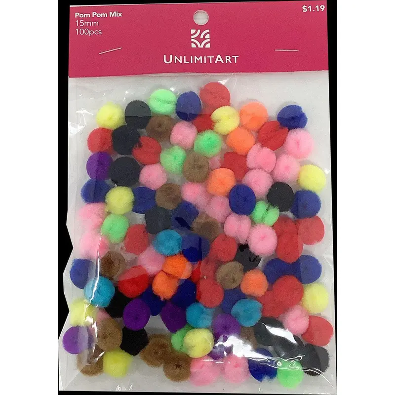 POM POM MIX 15MM 100PCS