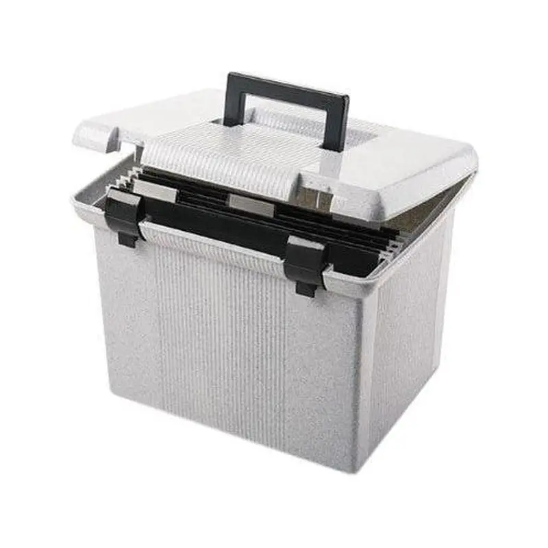 PORTABLE FILE BOX W/HANDLE GRANITE
