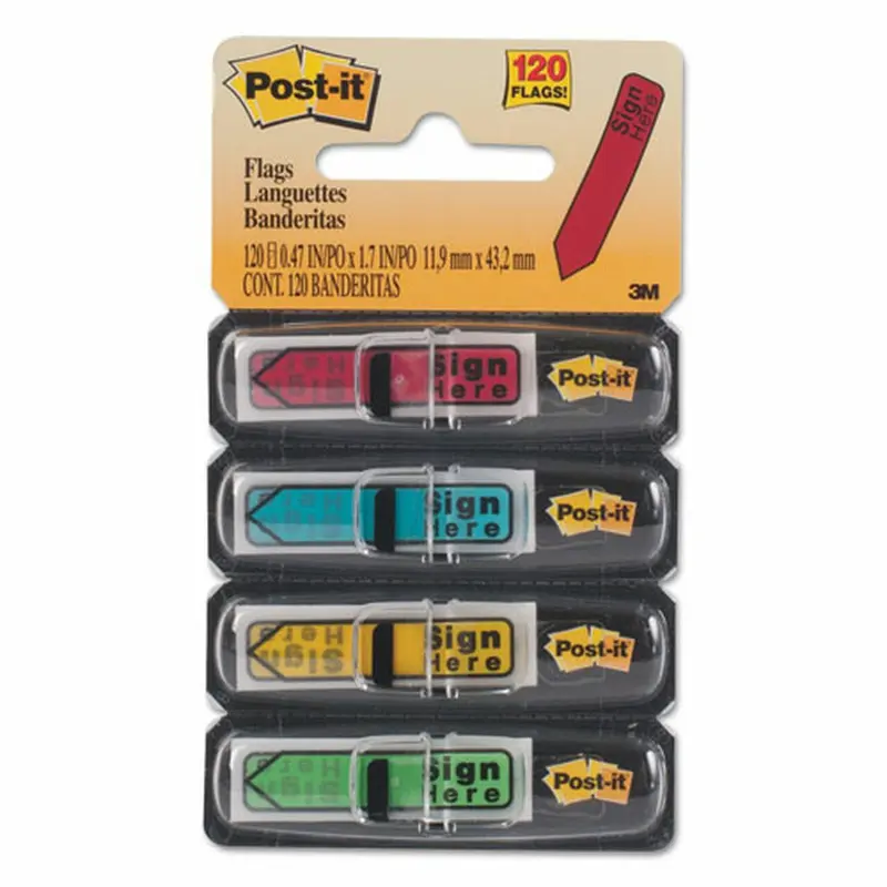 POST IT FLAGS SIGN HERE ASST PQ.4