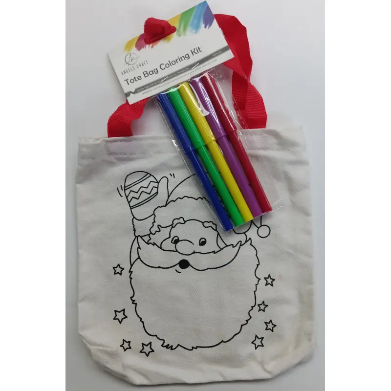 TOTE BAG SANTA COLORIG KIT 8.5x8.5"