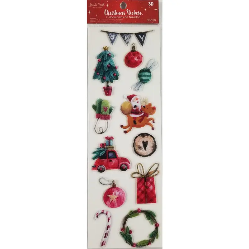 VINTAGE 3D CHRISTMAS STICKER 12 PC