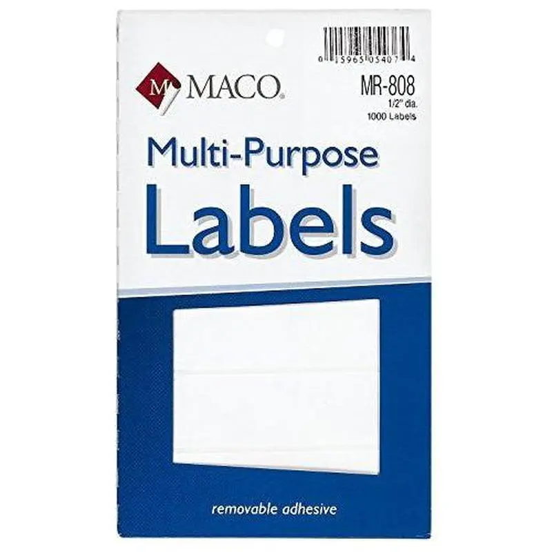 WHITE MULTI-PURPOSE LABELS 1/2" WHITE 1000 PC