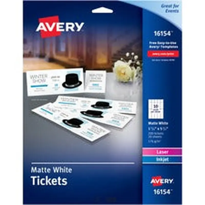 Avery® Perforated Raffle Tickets with Tear-Away Stubs - 2-Sided Printing