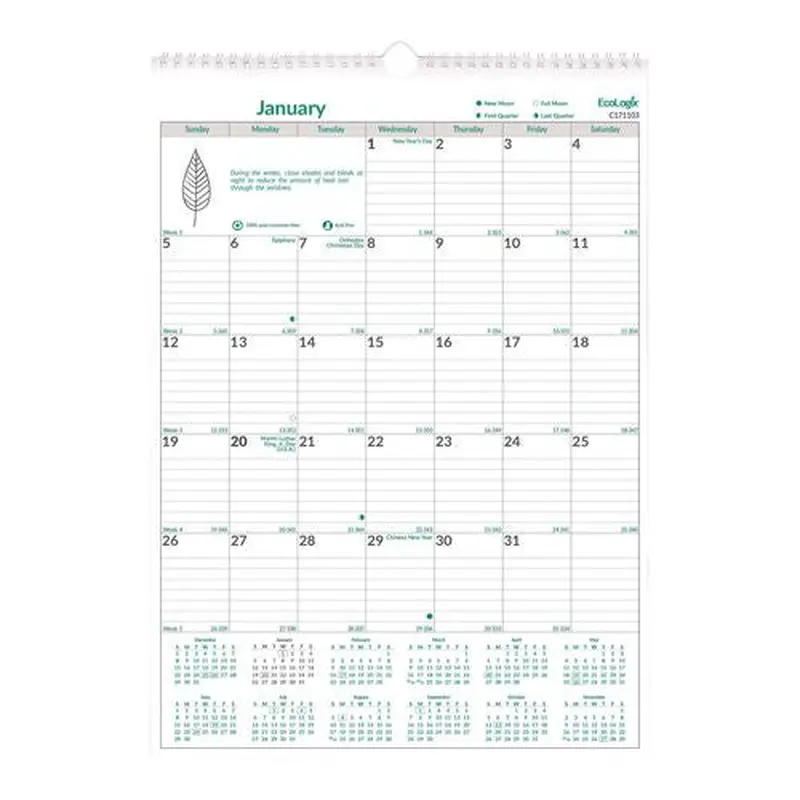 CALENDAR,WALL,12X17,WH